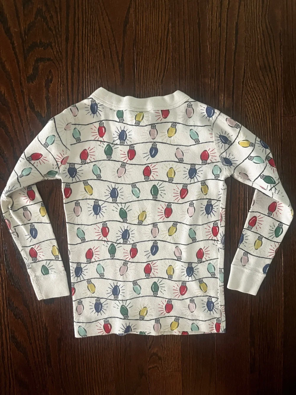 Hanna Andersson White Kids Top with Multi-Color Holiday Lights